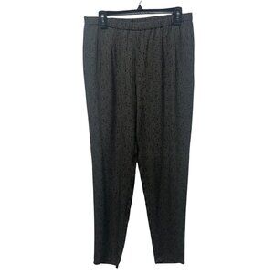 Eileen Fisher Womens Gray & Black Patterned Silk Pants Elastic Waist S